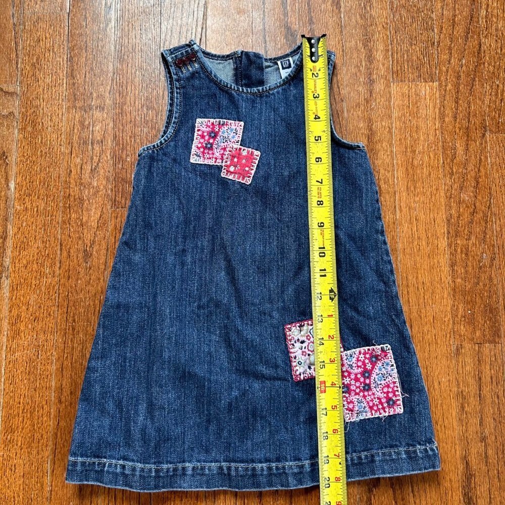 Vintage GAP Girls Dress Size 3T Patchwork Denim Jumper Jean 90s Y2K Overall - Picture 8 of 12